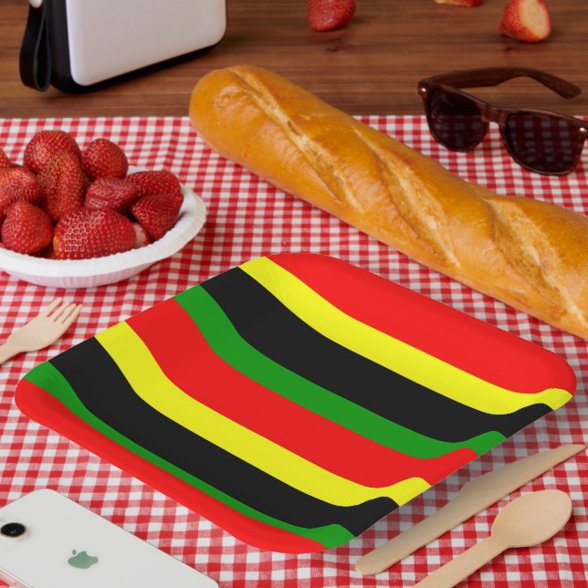 Afrocentric Striped Paper Plates (Picnic)