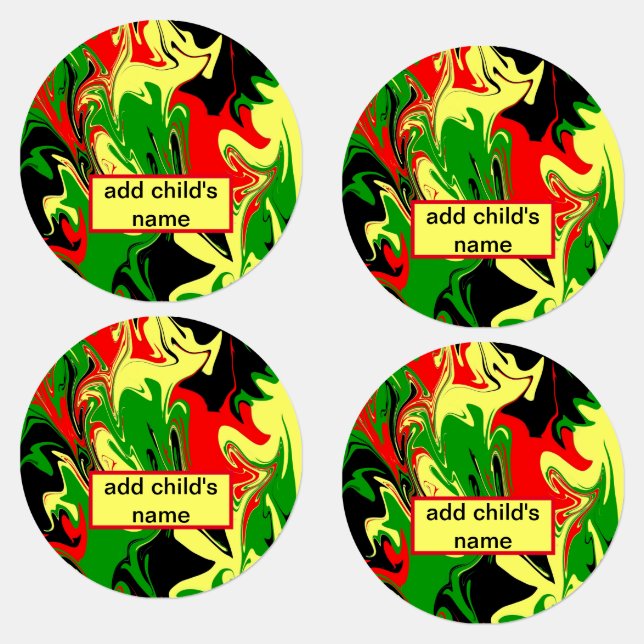 Afrocentric Swirls Kids' Labels (Group)