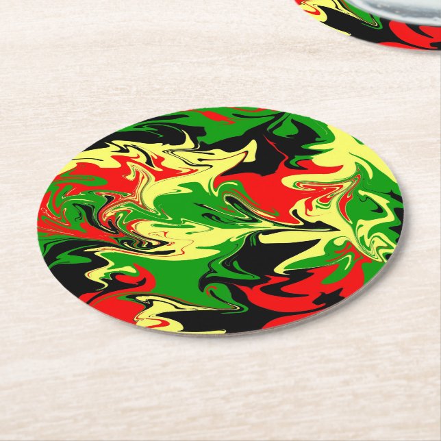 Afrocentric Swirls Round Paper Coaster (Angled)