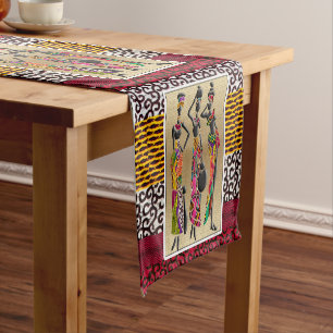 Afrocentric Tribal Celebration Art Short Table Runner