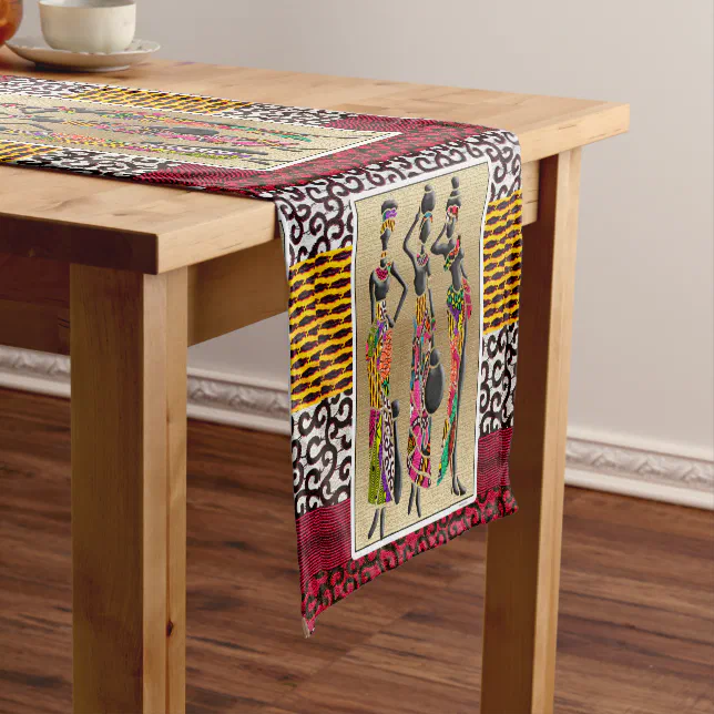 Afrocentric Tribal Celebration Art Short Table Runner | Zazzle
