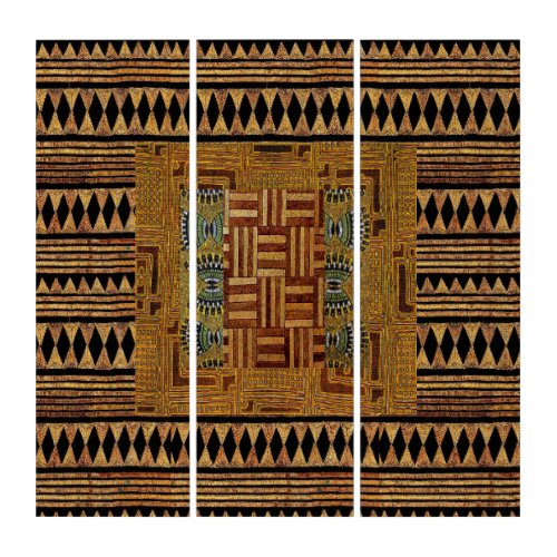 Afrocentric Tribal Motif Pattern Print  Tapestry Triptych