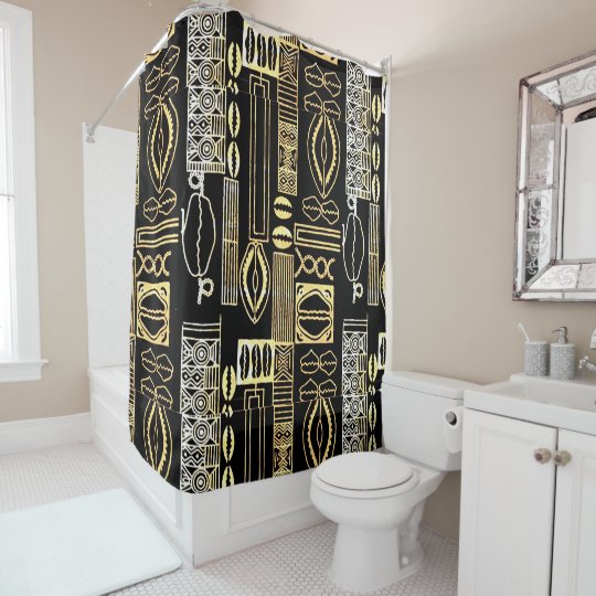 Afrocentric Urban Modern Motif Shower Curtain