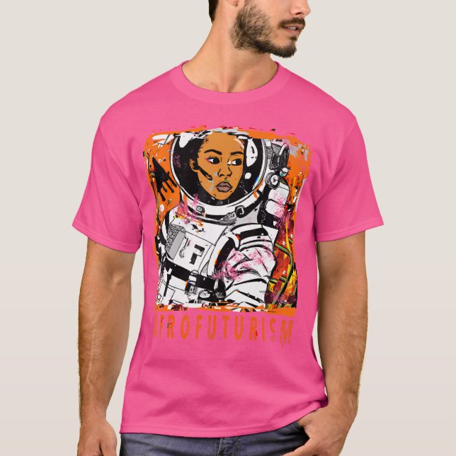 Afrofuturism Ai Generated Art Astronaut Cyberpunk  T-Shirt (Front)
