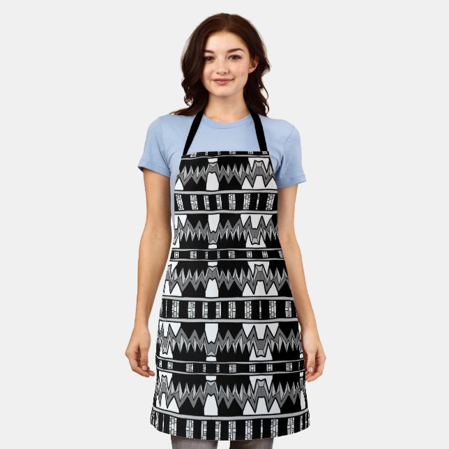 Afrofuturist Pattern Gray Apron (Worn)