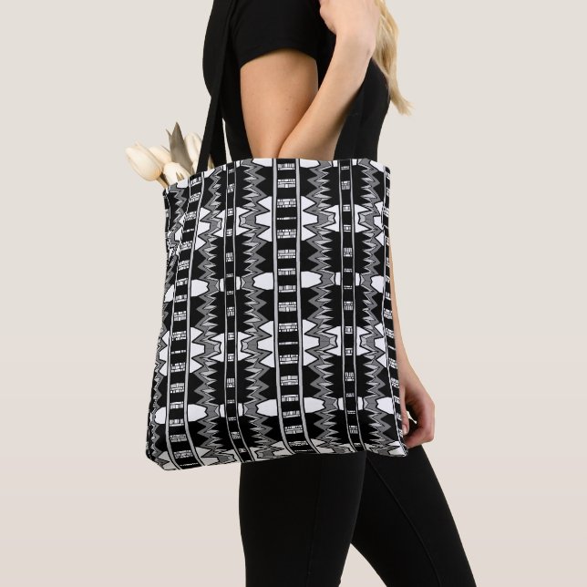 Afrofuturist Pattern Gray Tote Bag (Close Up)