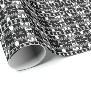 Afrofuturist Pattern Gray Wrapping Paper