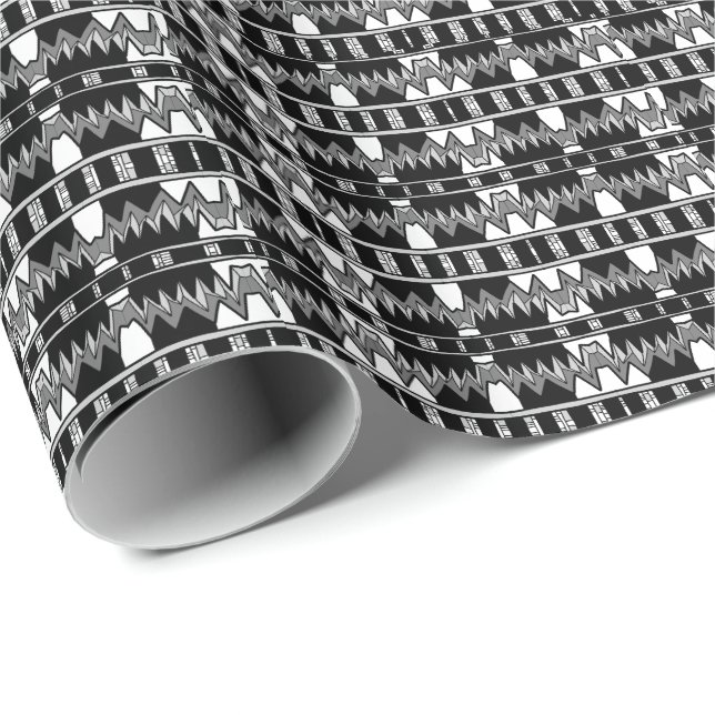 Afrofuturist Pattern Gray  Wrapping Paper (Roll Corner)