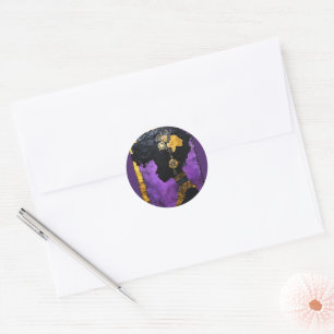 Afrofuturistic Steampunk Woman in Purple Classic Round Sticker