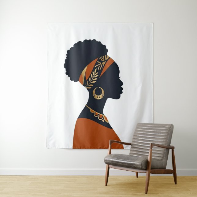 Afrohemian Queen Radiant Mural Tapestry (In Situ)