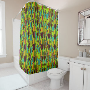AfroUrban Geometric Motif Cultural Shower Curtain