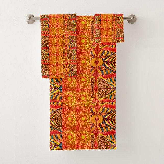 AfroUrban Multicolor Geometric Bath Towel Set (Insitu)