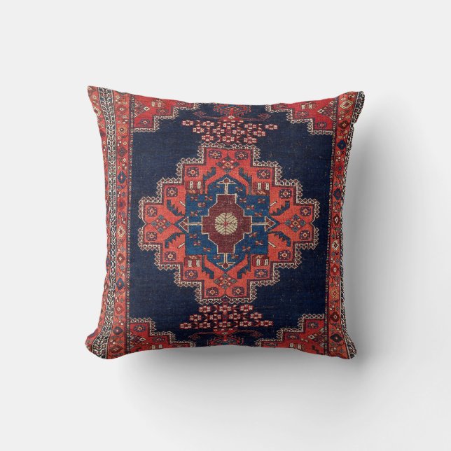 Afshar Kerman South Persian Rug Print Throw Pillow (Front)