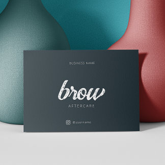 After Care Instruction Simple Grey Browbar Business Card