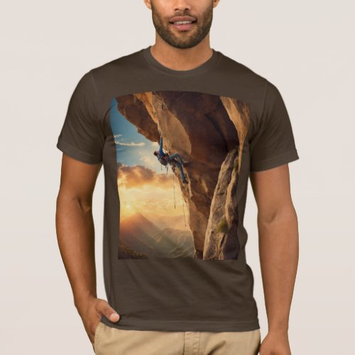 After climbing overhang cliff peak satisfaction T_Shirt