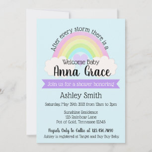 After Every Storm There is A Rainbow Baby Shower Invitation