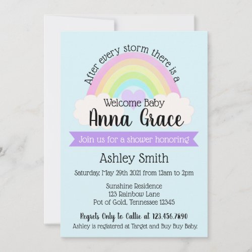 After Every Storm There is A Rainbow Baby Shower  Invitation