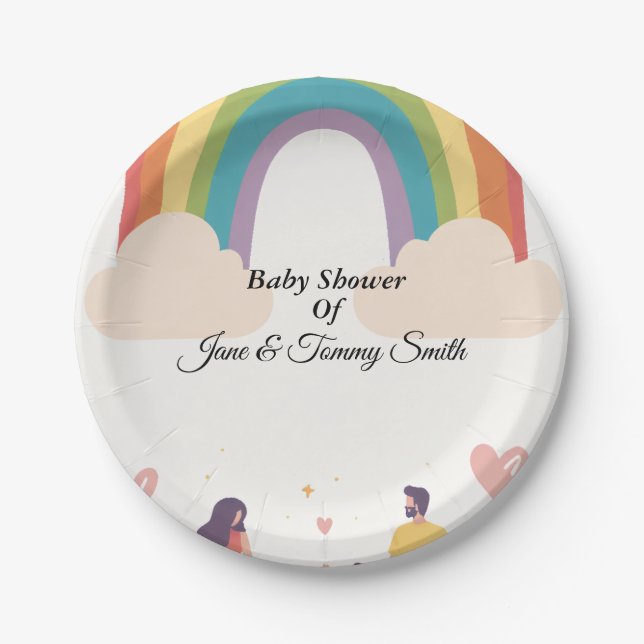  After Every Storm, There's a Rainbow Baby Shower Paper Plates (Front)