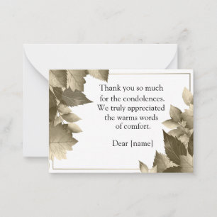After Funeral Thank You Note Card