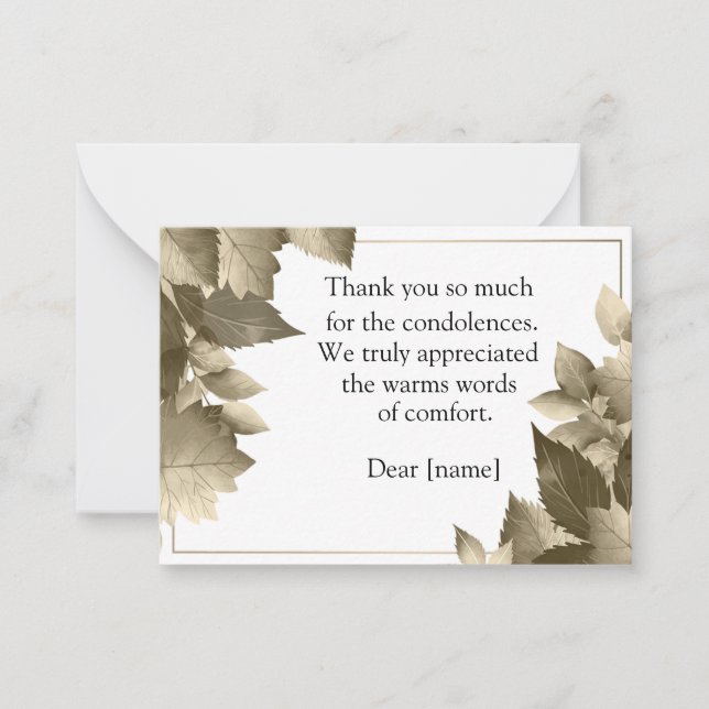 After Funeral Thank You Note Card (Front)