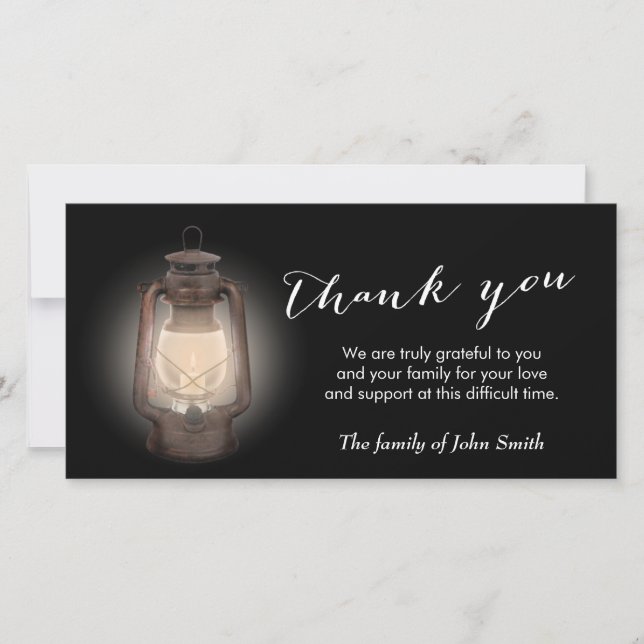 After Funeral Vintage Lantern Memorial Thank You (Front)