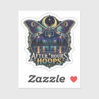 After Hours Hoops Basketball Night Court Moth Etch Sticker