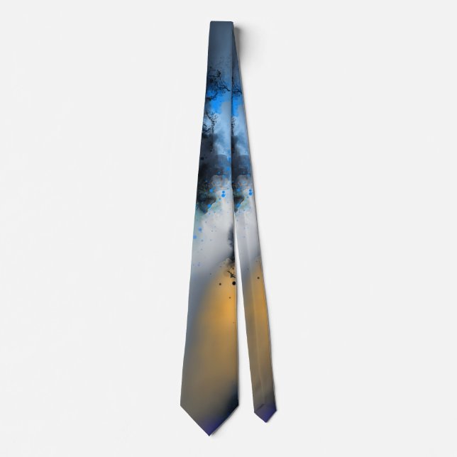 After Midnight - Blue Orange Abstract Neck Tie (Front)