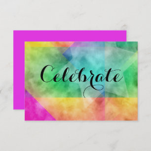After Party Color Block Watercolor Design Black Invitation