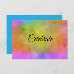 After Party Color Block Watercolor Design Blue Invitation