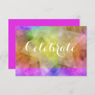 After Party Color Block Watercolor Design White Invitation