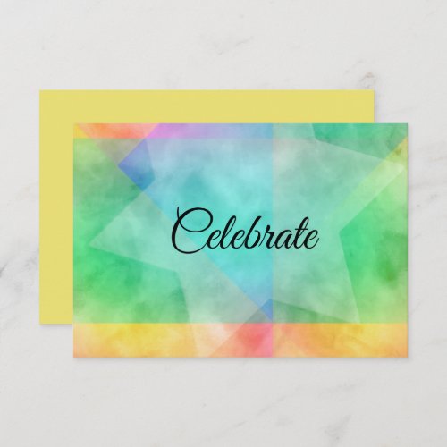 After Party Color Block Watercolor Design Yellow Invitation
