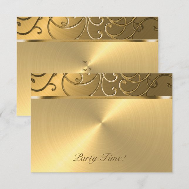 After Party Elegant All Gold Filigree Invitation (Front/Back)