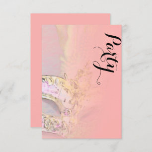 After Party Elegant Masquerade Coral Pink Yellow Invitation