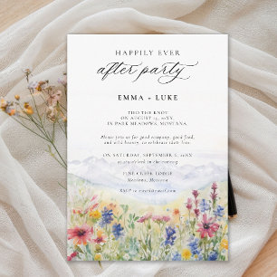 After Party Mountains Meadow Wildflowers Wedding Invitation