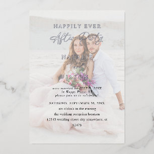 After Party Photo Wedding Reception Foil Invitation