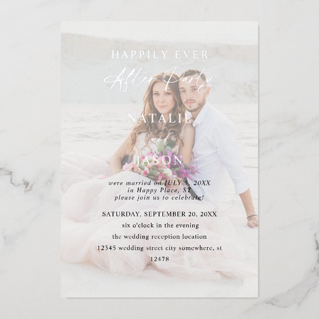 After Party Photo Wedding Reception Foil Invitation (Front)