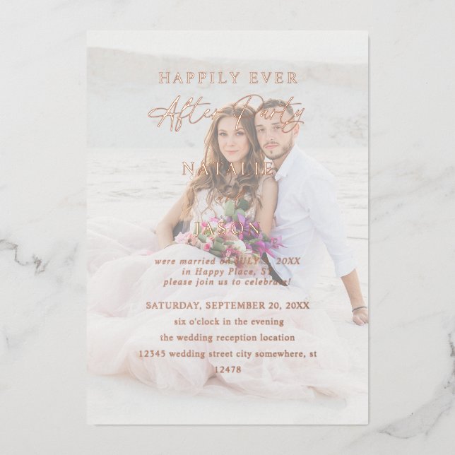 After Party Photo Wedding Reception - Full Foil Invitation (Front)