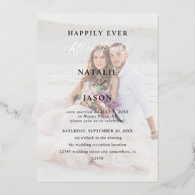 After Party Photo Wedding Reception v2 Foil Invitation (Front)