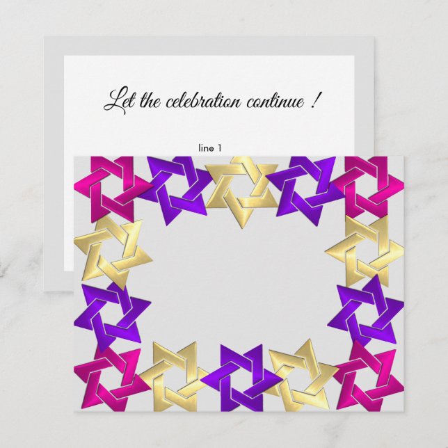 After Party Pink Gold Purple Star Any Color RSVP Card (Front/Back)
