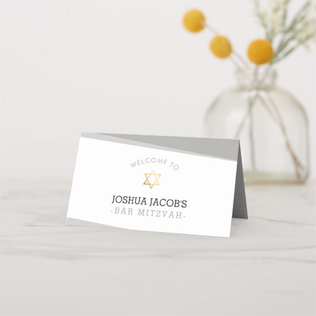 AFTER PARTY RECEPTION simple modern angles gray Place Card (Back)