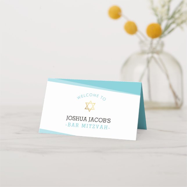 AFTER PARTY RECEPTION simple modern turquoise blue Place Card (Back)