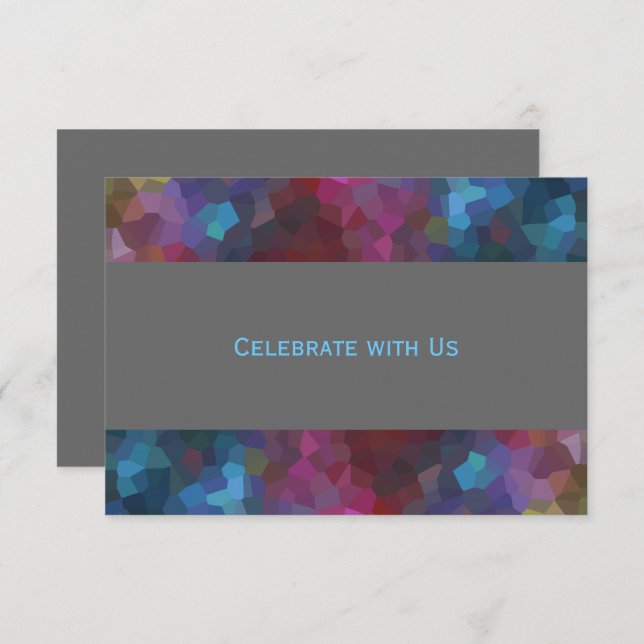 After Party Red Purple Blue Gray Abstract Design Invitation (Front/Back)