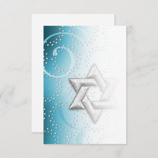 After Party Turquoise Shimmer Star of David Invitation (Front/Back)
