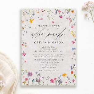 After Party Wildflower Garden Pink Blush Wedding Invitation