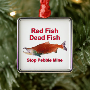 After Salmon - Stop Pebble Mine Metal Ornament