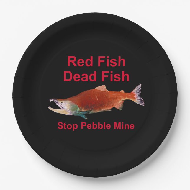 After Salmon - Stop Pebble Mine Paper Plates (Front)
