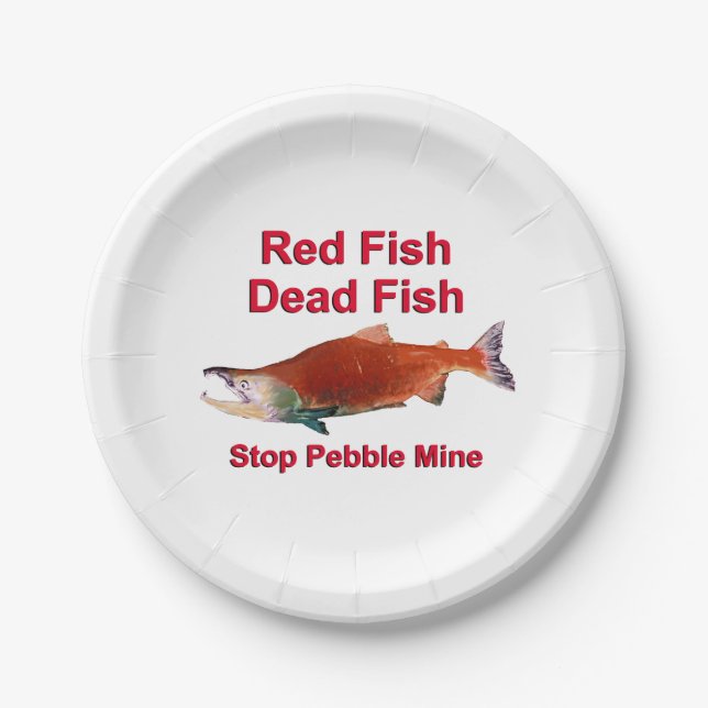 After Salmon - Stop Pebble Mine Paper Plates (Front)