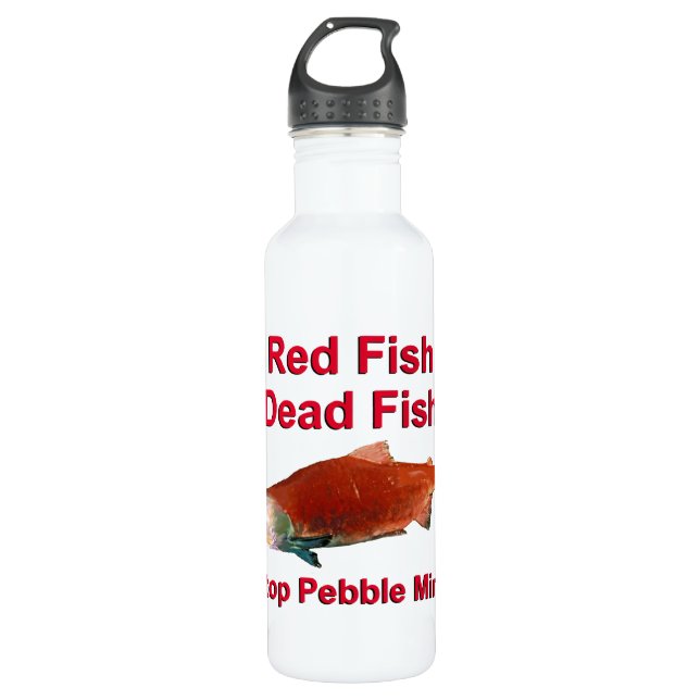After Salmon - Stop Pebble Mine Water Bottle (Front)