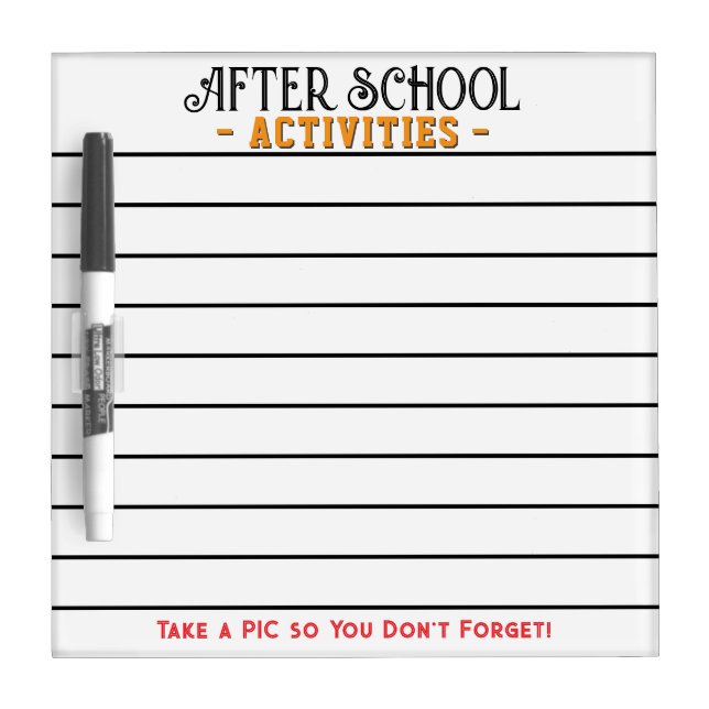 After School Activities Orange Dry Erase Board (Front)