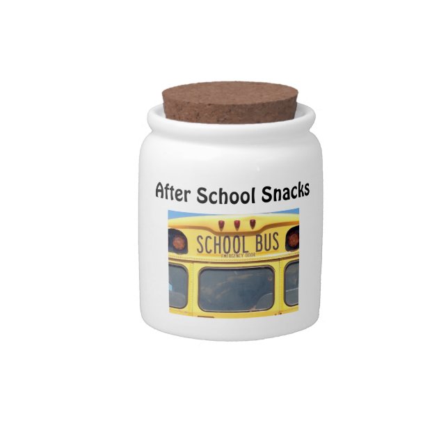 "AFTER SCHOOL TREATS" COOKIE JAR WITH SCHOOL BUS (Front)